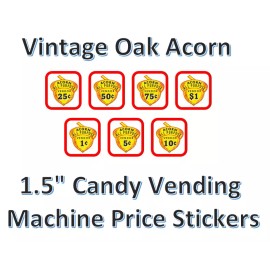 vendinglabels Candy Vending Machine Labels Acorn Price Stickers (4 pack) - $1