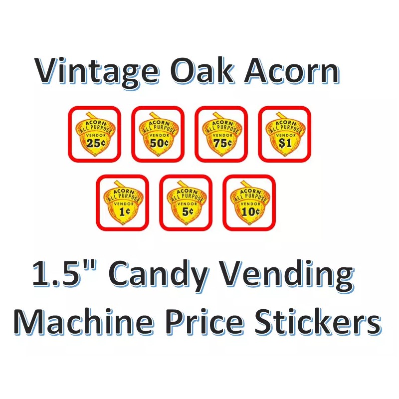 vendinglabels Candy Vending Machine Labels Acorn Price Stickers (4 pack)