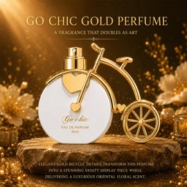 Go Chic Gold Perfume for Women, 0.85oz / 25ml, Oriental Floral Eau de Parfum, Long Lasting Fragrance with Pink Pepper, Orange Blossom, Tonka Bean & Vanilla