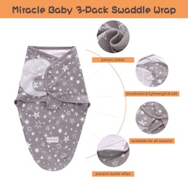 Pack of 3 Baby Swaddling Cloths Swaddling Cloth Swaddling Sleeping Bag for Boys Girls Unisex Newborn 0-3 3-6 Months
