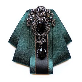 FYBownot Sparkly Bowtie, Unisex, Uniform Ribbon, Ribbon Tie, Pin + Rubber, Adjustable, Restored, English-Style, Uniform, Bowtie, Bridegroom, Presenters, Weddings, Banquets, Business, Commutes, green