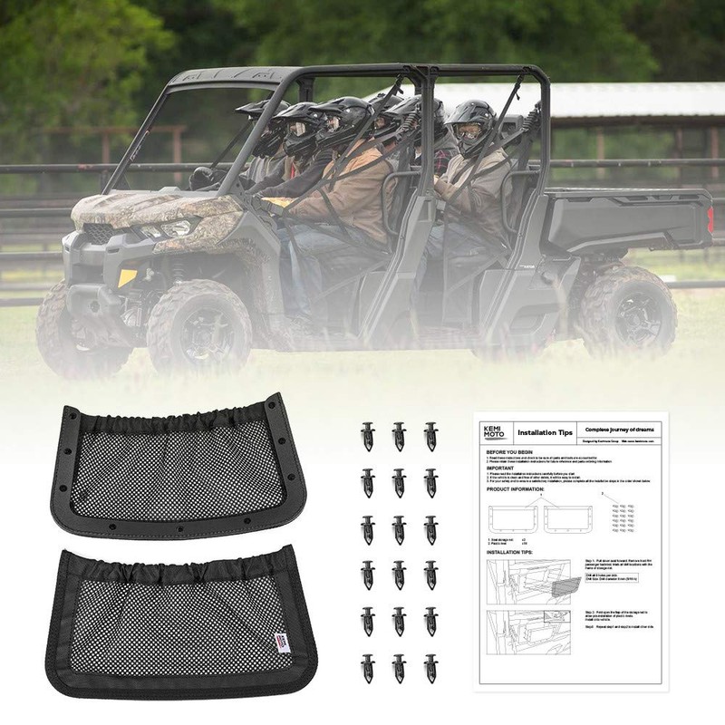 KEMIMOTO UTV Rear Backrest Storage Nets Compatible with Can Am