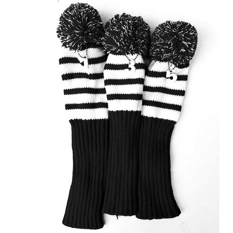CENPEK Stripes Knitted Golf Club Head Covers 3 Piece Set
