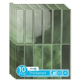 Art3d 11.4 x 9 Inch Heavy-Duty Peel and Stick Backsplash for Home Décor, 10-Pack PVC Wall Tiles for Kitchen Countertop, Green