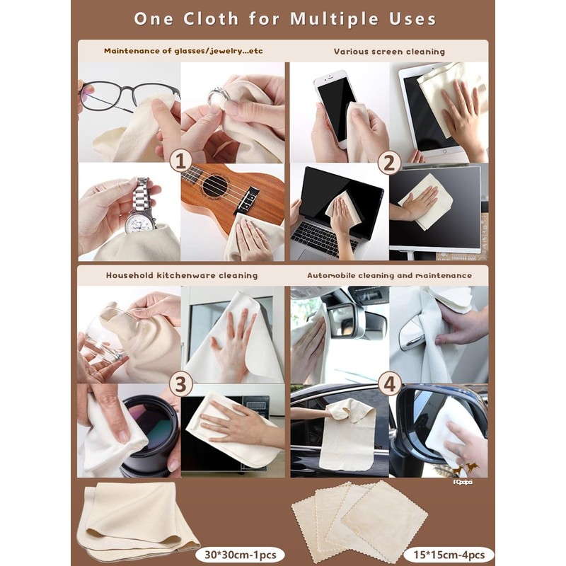Eyeglass Cleaning Cloth Natural Chamois Leather Camera Lens Cleaning Cloths，Premium