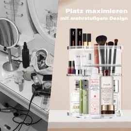 OBSGUMU Make Up Organiser Rotatable, Acrylic Cosmetic Organiser, 360° Makeup Organiser for Cosmetics, Adjustable Large Capacity Makeup Organiser for Women, Girls (Transparent)