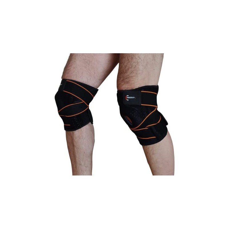 Manta Raya Knee Pad Elastica Ajustable con Gel (Negro con