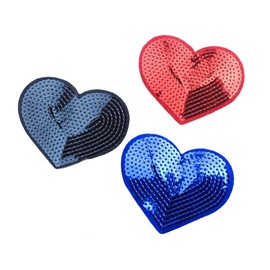 YYCRAFT Pack of 15 Pcs Shinny Sequins Heart 3.25 Inch Iron on Applique Embroidered Patches Craft Wedding Ornament, 3 Colors Red,Royal,Navy