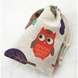AEAOA 10pcs Cotton Muslin Wedding Party Favor Bags 4x6 inch Wedding Bridal Shower Bachelorette Party Favor Gifts (Owl)