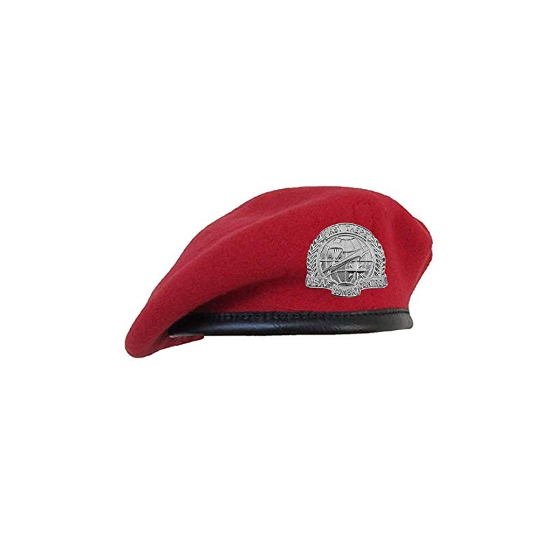 Uniform Accessories Unlimited Inc Scarlet (Red) Unlined Beret with Leather