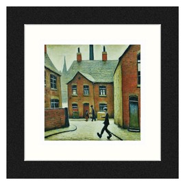 Greetingles Lowry-Style 12"/31cm Square Framed Print. Beautiful Black Ash Frame (Lowry, Parcel Delivery)