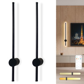 Daoteper Battery Operated Wall Sconces Set of Two, USB Rechargeable Wall Lights with Remote Control, Dimmable Wireless Wall Lamp, 3 Color Mood Light for Hallway Living Room Bedroom