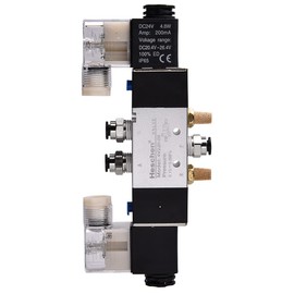 Heschen Electric Pneumatic Solenoid Valve 4V220-08 24V DC PT1/4 5 Way 2 Position Double Coil Pilot Operated Electric CE with Fittings and Silencer