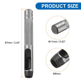 HARFINGTON Leather Round Hole Punch, 8mm Hollow Hole Puncher Cutter Carbon Steel Circle Hole Punching Cutting Tool for Belt/DIY Leather Craft