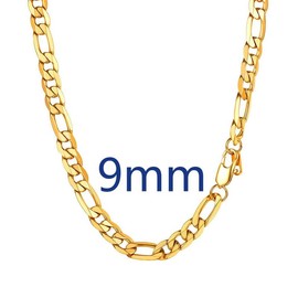 PROSTEEL Smooth Figaro Chain Necklace Stainless Steel Chains Length 14-30 Inches Width 4mm-13mm Hip Hop Jewelry Unisex For Men Women Gift Box - Style: 9mm-Golden, Length: 24"-61 cm
