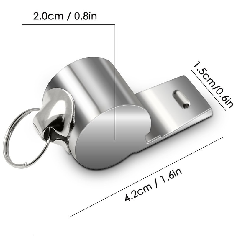 5 Pack Stainless Steel Whistle Finegood Loud Emergency Whistle with Key