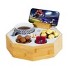 Hitseon Couch Cup Holder Tray, Octagonal Silicone Bamboo Sofa Cup