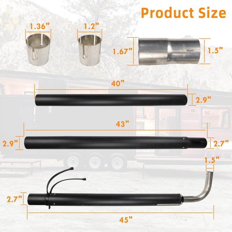SHUNTALL 44461 RV Generator Exhaust Venting System Extension Kit Compatible