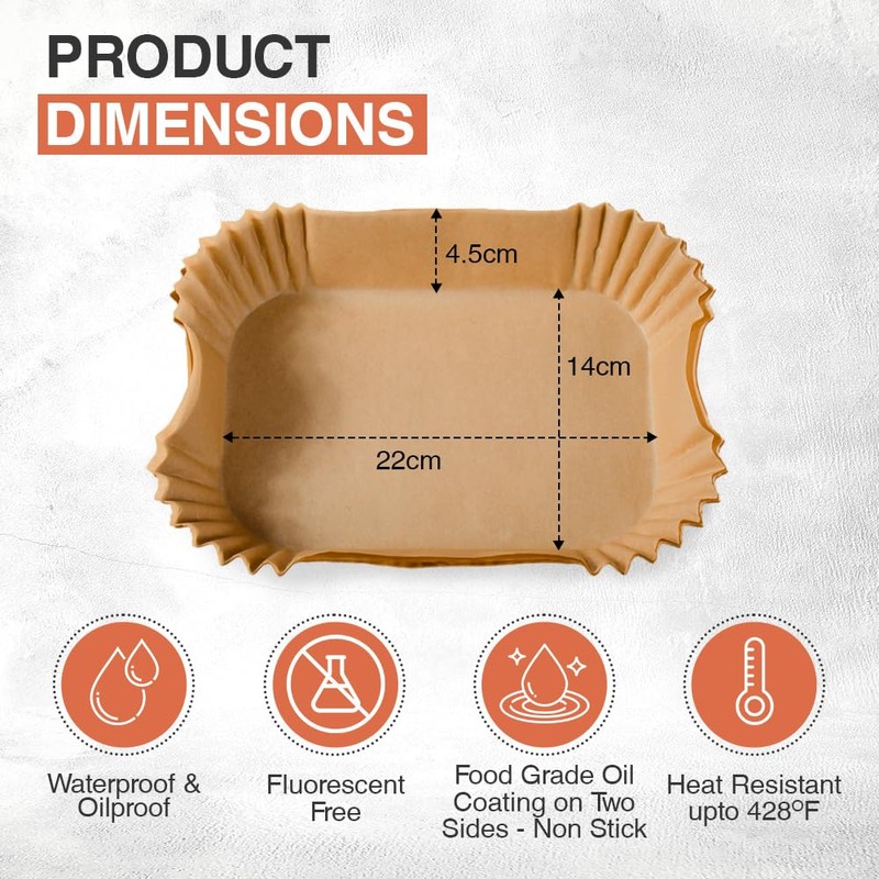 ANSIO Air Fryer Paper Liners - 200 PCS Rectangle Disposable