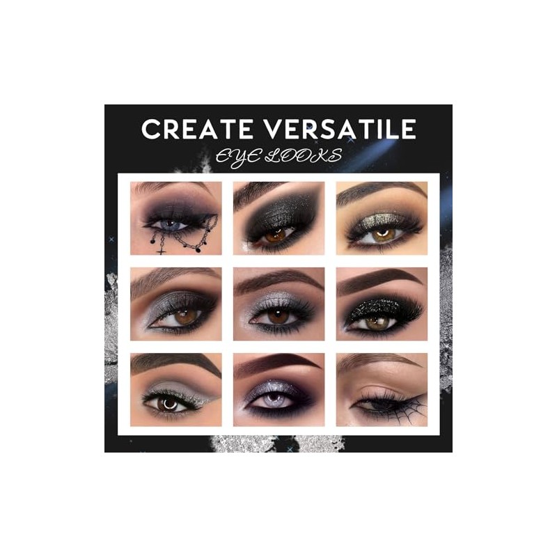 UCANBE Smokey Black Eyeshadow Palette, 15 Colors Dark Shimmer Matte