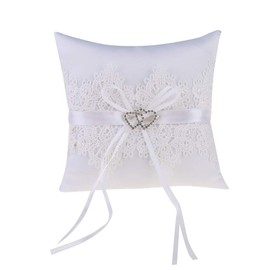 GAOSHA Lace Pearl Wedding Pillow Cushion Bearer for Beach Wedding Pillow Pillow Embroidered