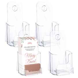YAYODS 4 Pack 4x9 Acrylic Brochure Holder with Business Card Holder, Clear Plastic Flyer Holder Pamphlet Display Stand Wall Mount or Countertop for Menu, Flyer, Booklet, Document, Literature