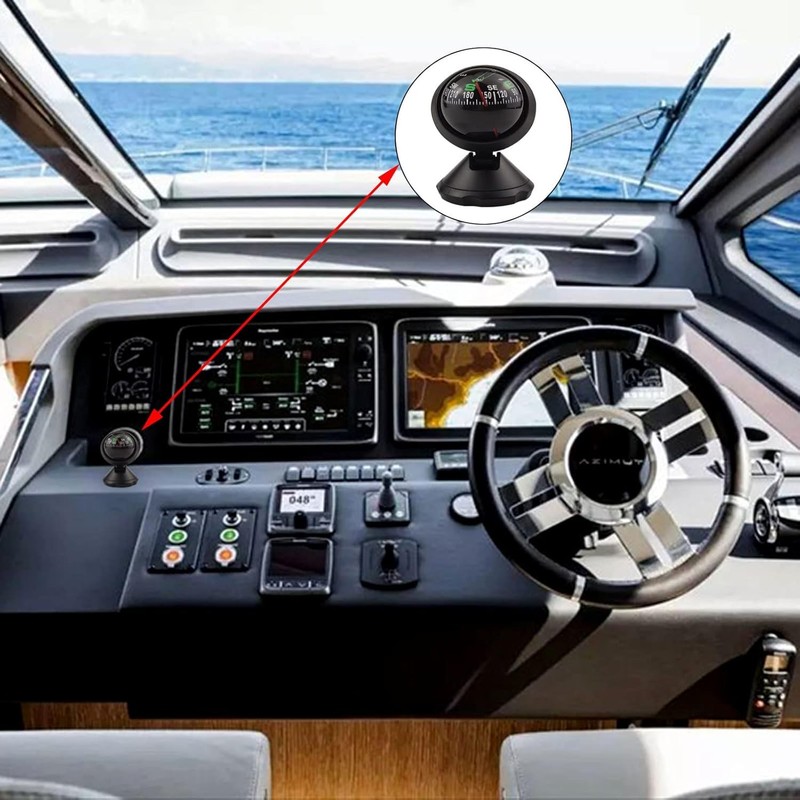 Car Compass, Bullet Compass, Boat Compass, Dashboard, Digital Navigation, Adjustable