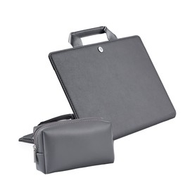 Angoily 1set Laptop Storage Bag with Power Cord Pouch Pro Protective Case Water-resistant Notebook Carrying Sleeve for Office Travel School Use Grey