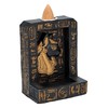 Bastet Egyptian Backflow Incense Holder, Polyresin, Black with Hieroglyphs, Hand-Painted,