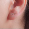 Double Piercing 2 Hole Single Stud Earring Tiny Thin Multiple