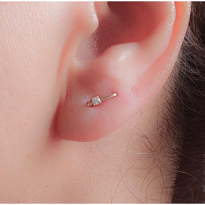 Double Piercing 2 Hole Single Stud Earring Tiny Thin Multiple