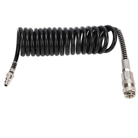 KIMISS Air Compressor Hose, 3 Meters Recoil Air Hose Black Reinforced Abrasion Resistant Inflator Extension Tube with Bend Restrictor for Air Compressor