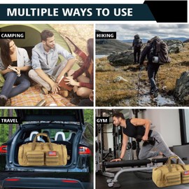 Tactical Gym Bag for Men，50L Large 3 in 1 Sports Duffle Bag with Shoes Compartment for Travel,Water Resistant Travel Backpack Weekender Overnight Bag with Wet Pocket for Women