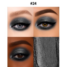 Erinde Shimmer Cream Eyeshadow Stick, Long Lasting Metallic Eye Shadow Sticks, Waterproof Creamy Glitter Eyeshadow Pencil, High Pigmented Blendable Neutral Eye Makeup, 24 Midnight Black Shimmer