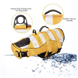 Mklhgty Dog life jacket vest yellow size XS with rescue handle