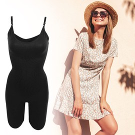 VOCOSTE Women's Shapewear Full Bust Body Shaper Briefs Bodysuit Bat, Black