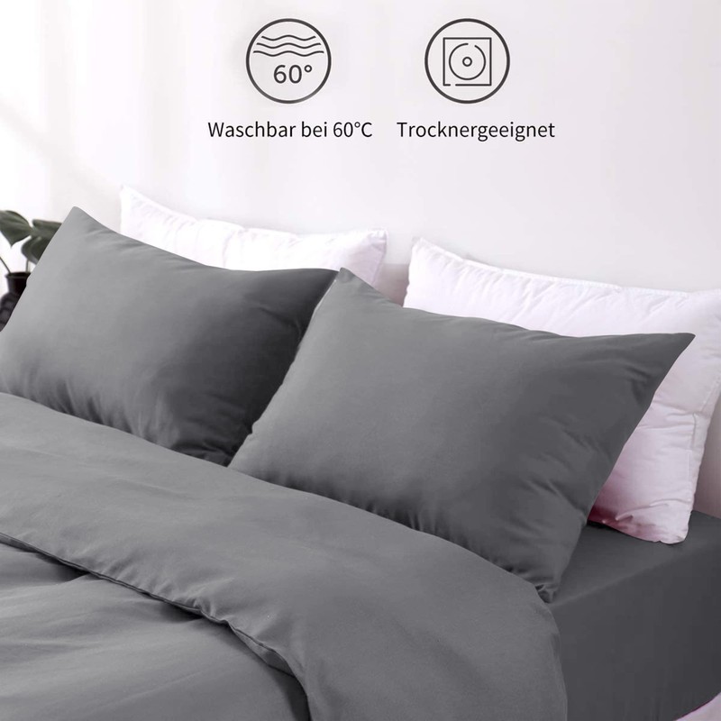 Hafaa Pillow Cases 2 Pack Brushed Microfiber Plain Grey Pillow