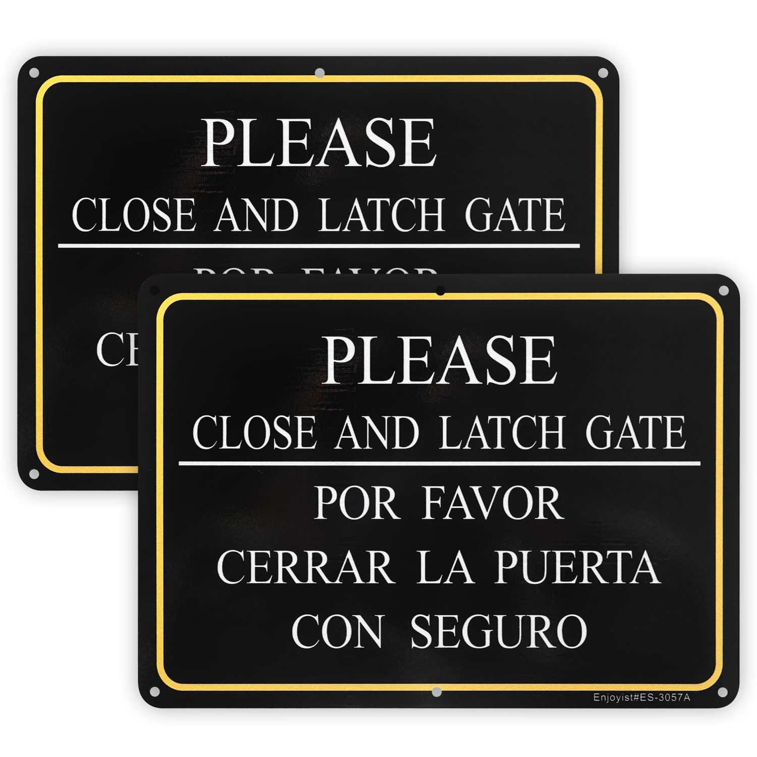 2 Pack Please Close and Latch Gate Sign Bilingual English Spanish, Keep ...