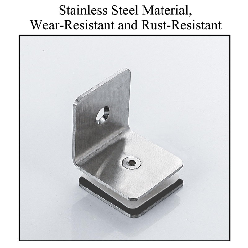Stainless Steel 90 Degree Glass Clamp, Single Side Square Glass