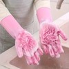 Women'S Pink Silicone Dishwashing Gloves - Thick, Durable, Waterproof, Non-Toxic,