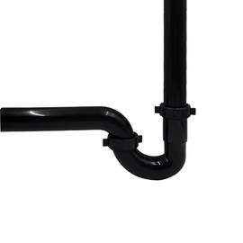 Universal sink drain pipe for bathroom sink16.5-in. x 11.8-in. Plastic P-Trap with Reducing Washer, Black, 1-1/2-Inch (black)
