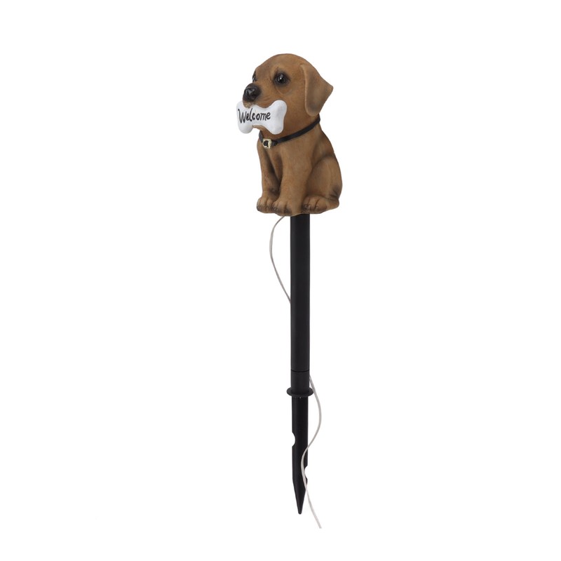 LED Solar Garden Light Puppy Dog Statue Welcome Lamp Solar