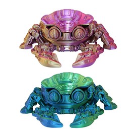 NOIAFZY 2pc Cyberpunk 3D Printed Articulated Mechanical Crab Ornaments, Plastic Storage Figurines for Teens & Adults, Car & Home Decor, Suitable for Christmas, Valentine's Day, New Year
