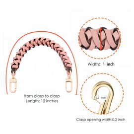 Genuine Leather Braided Handle compatible with Neonoe Strap for Metis Noe BB NM Beaubourg Hobo (Pink)