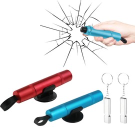 2PCS Safe Hero Life Hammer, Life hammer 2-in-1 Car Window Breaker and Seatbelt Cutter, Emergency Escape Tool with 2 Whistles, Portable Safety Kit for Vehicles