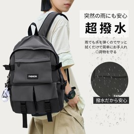 FYMOHIEE Women's Rucksack, Men's, Large Capacity, Waterproof, 2-Layer Structure, Anti-Theft, High School Students, Unisex, Waterproof, Stylish, 14 Inch PC, For Excursions, School, Work, Travel, gray