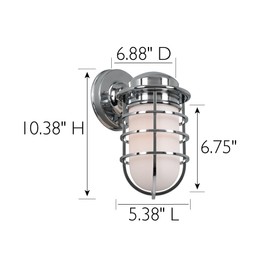 Design House 588947-PC Seaton Classic Industrial 1 Indoor Dimmable Wall Light with Removeable Metal Wire Cage and White Opal Frosted Glass for Kitchen Hallway Bedroom Bathroom, Polished Chrome