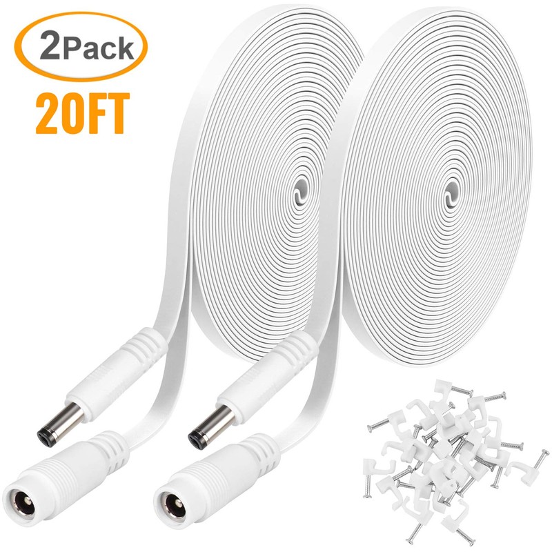 Uogw 2 Pack 20ft/6m DC Power Extension Cable 2.1mm x