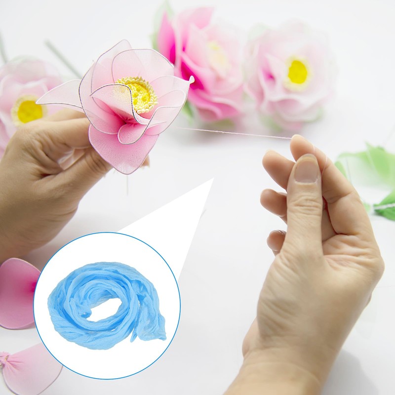 PATIKIL Nylon Stocking Flower Fabric, 10pcs, Light Blue, DIY Flower