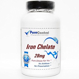 Iron Chelate 28mg // 100 Capsules // Pure // by PureControl Supplements